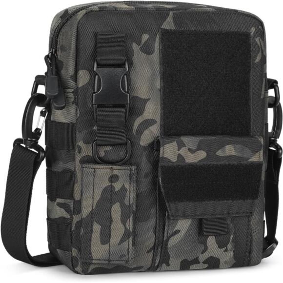 Small Messenger Bag Crossbody Tactical Shoulder Bag Canvas Travel Office Black - Picture 1 of 7